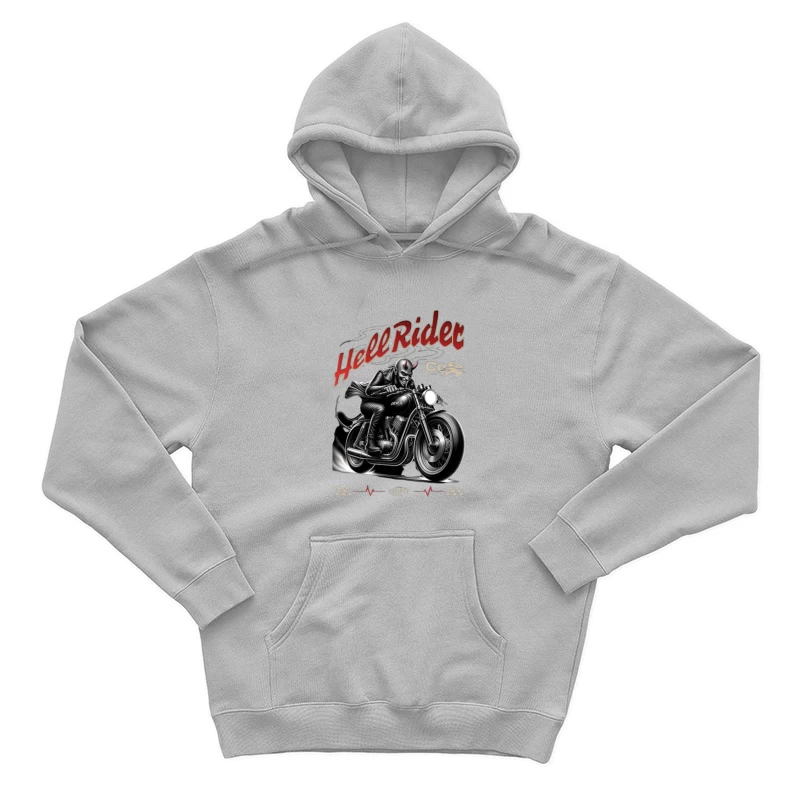 Hell Rider Vintage Cafe Racer Devil Motorcycle Art Male Pullover Hoodie