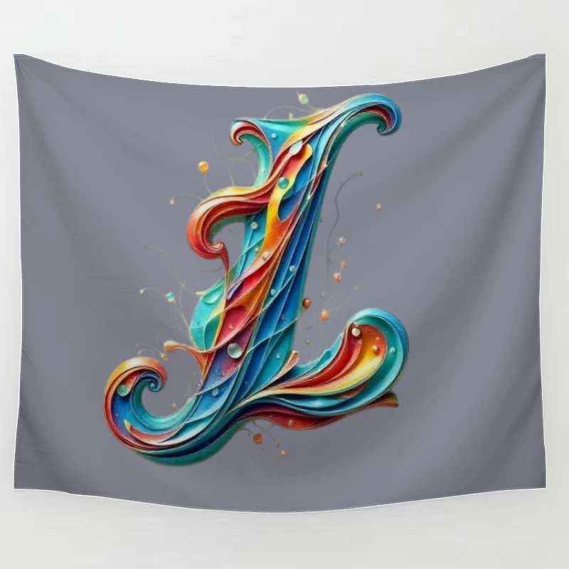 Ornate Quilling Typography: Colorful Letter L Design Tapestry