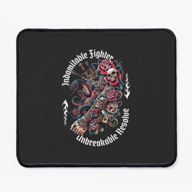 Gothic Skull and Rose Octopus Tattoo Design Mouse Pad