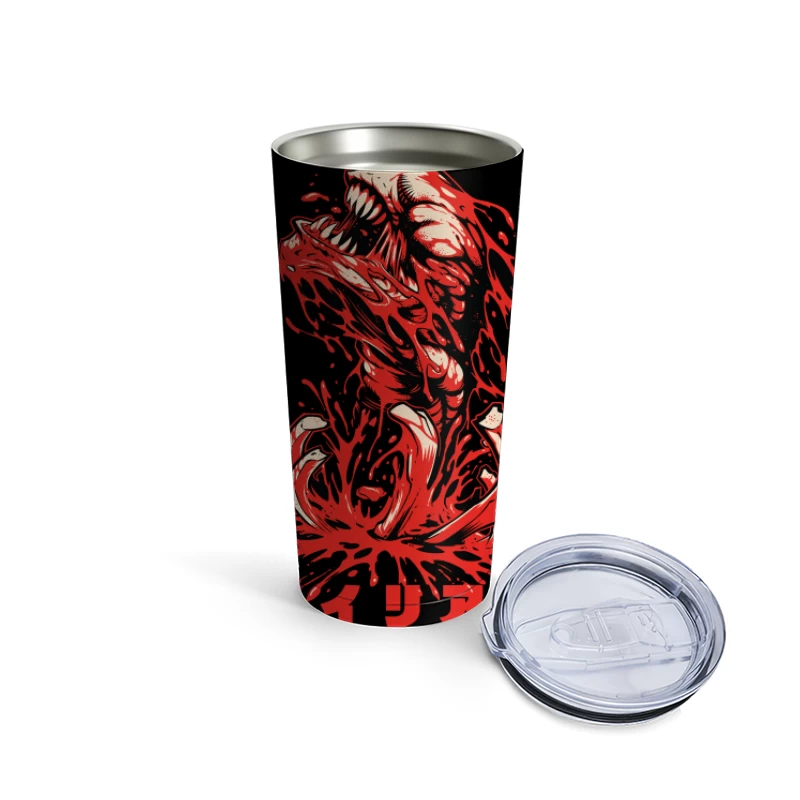 Horror Monster Illustration with Blood Travel Mug