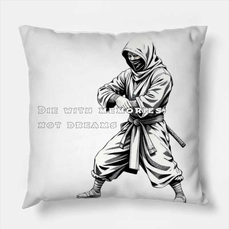 Artistic Ninja Warrior with Motivational Quote Throw Pillow