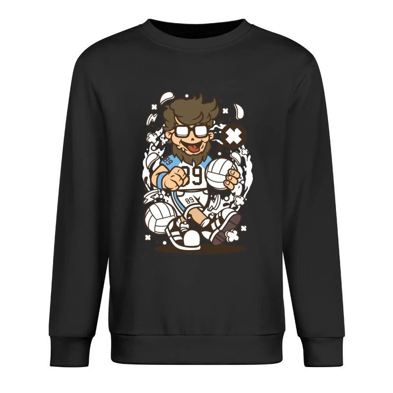 Joueur de Volley-Ball Cartoon Dynamique Homme Sweat-shirt à enfiler
