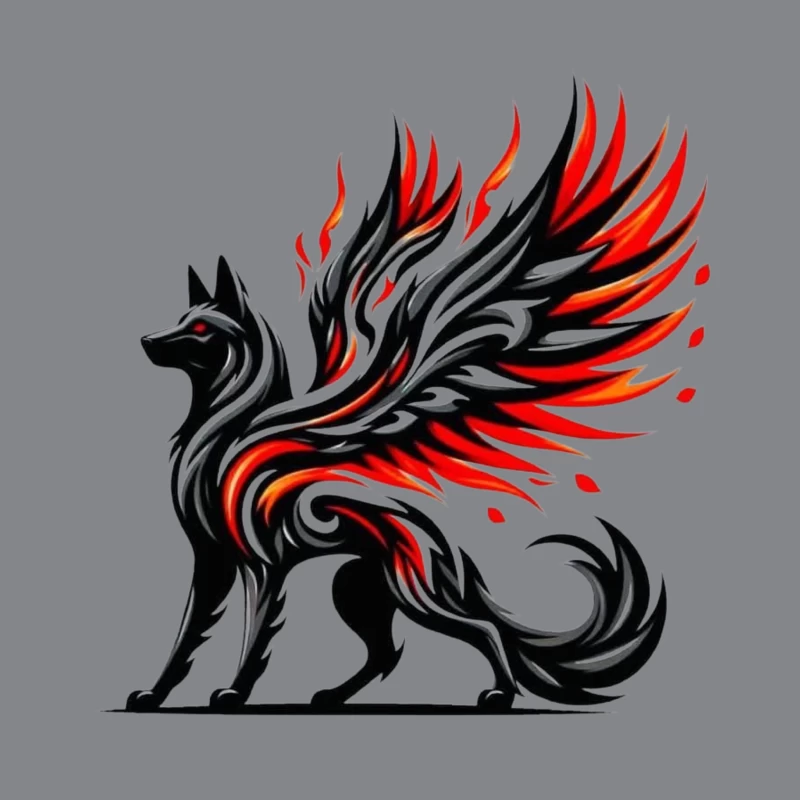 Winged Wolf Fantasy Art Throw Pillow