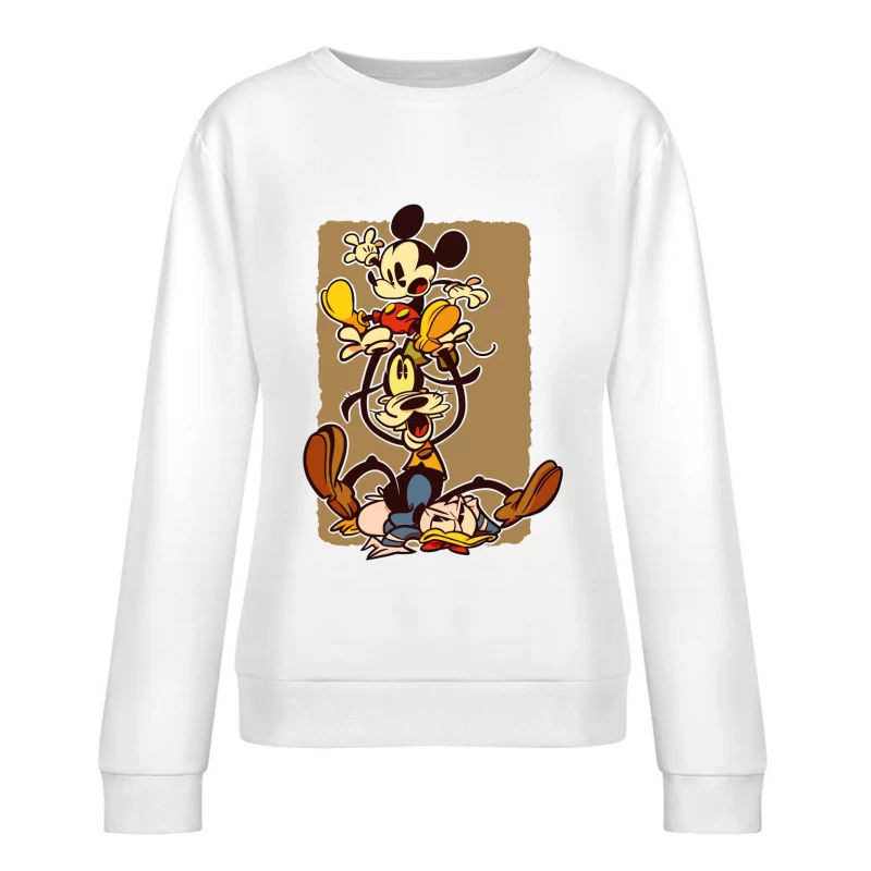 Classic Cartoon Chaos: A Tower of Laughter Female Pullover Sweatshirt