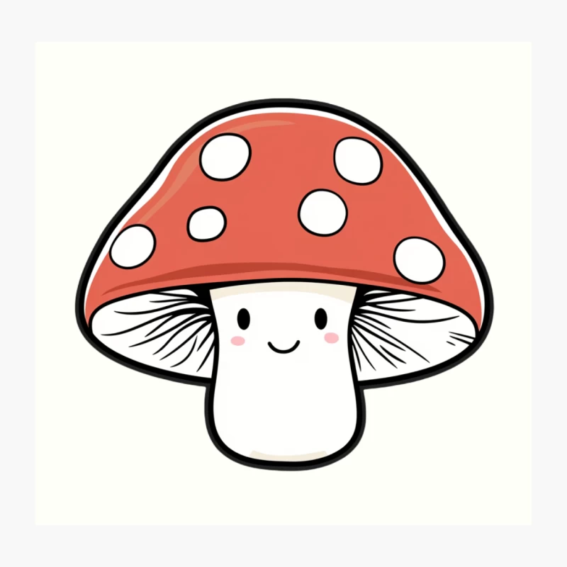 Cute Cartoon Red Mushroom with White Spots Throw Pillow