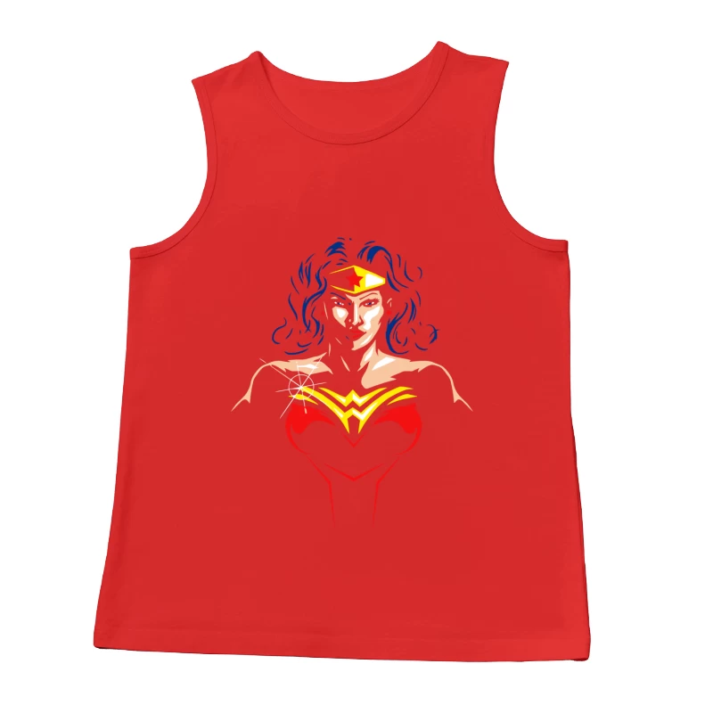 Wonder Woman: Empowering Superhero Illustration Male Tank Top