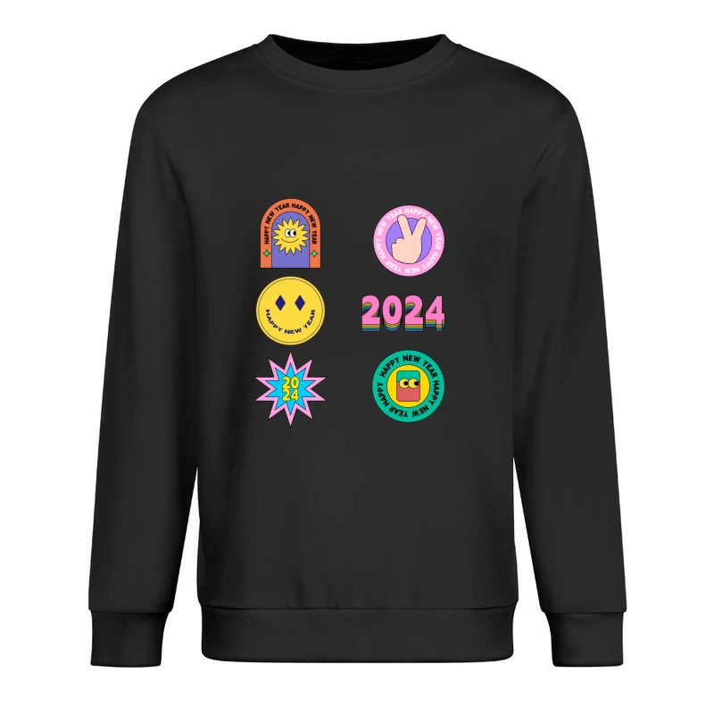 Fröhliches Neujahr 2024 Sticker Design Herren Pullover Sweatshirt