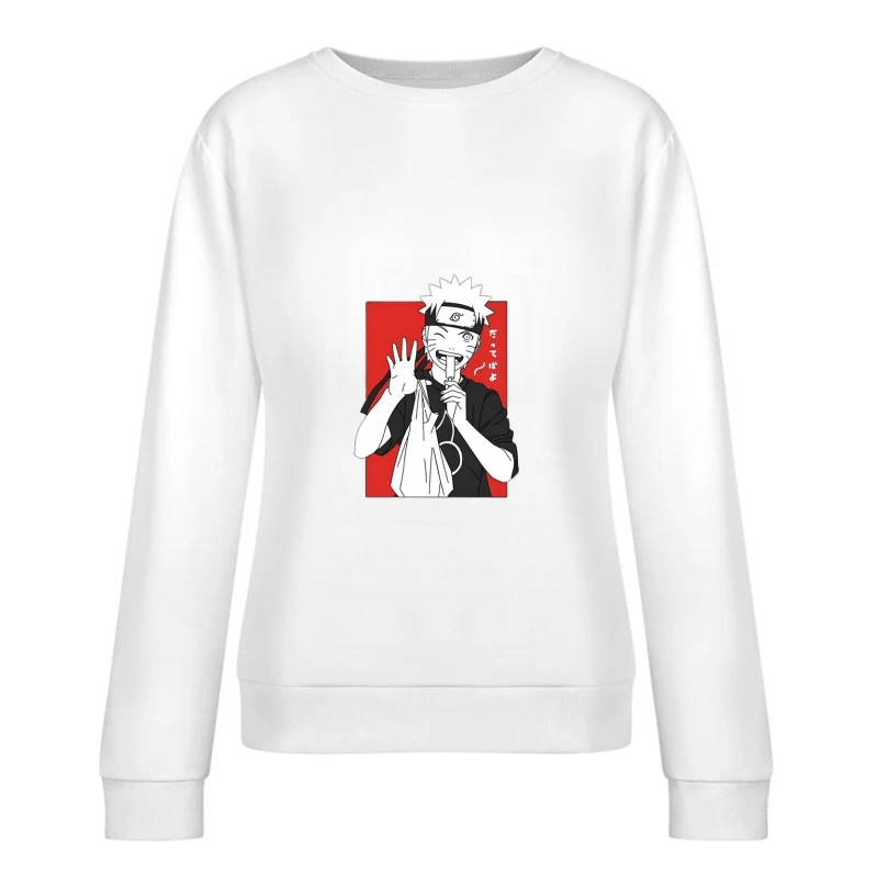 Anime-Charakter mit Einkaufstüte Damen Pullover Sweatshirt