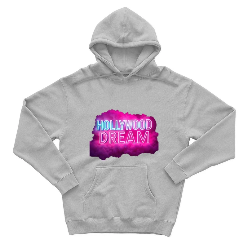 Neon Hollywood Dream Sign with Pink Cloud Background Male Pullover Hoodie