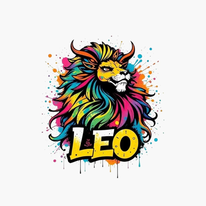 Colorful Leo Zodiac Lion Art Cotton Tote Bag