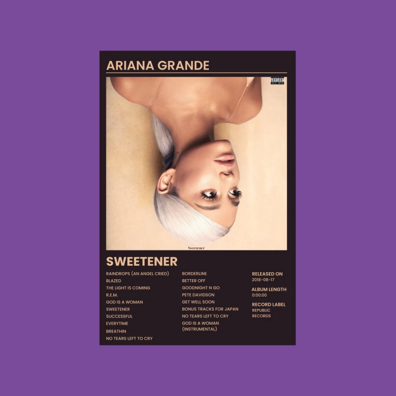 Ariana Grande's "Sweetener" Album Cover: Upside Down Pop Icon Female T-Shirt
