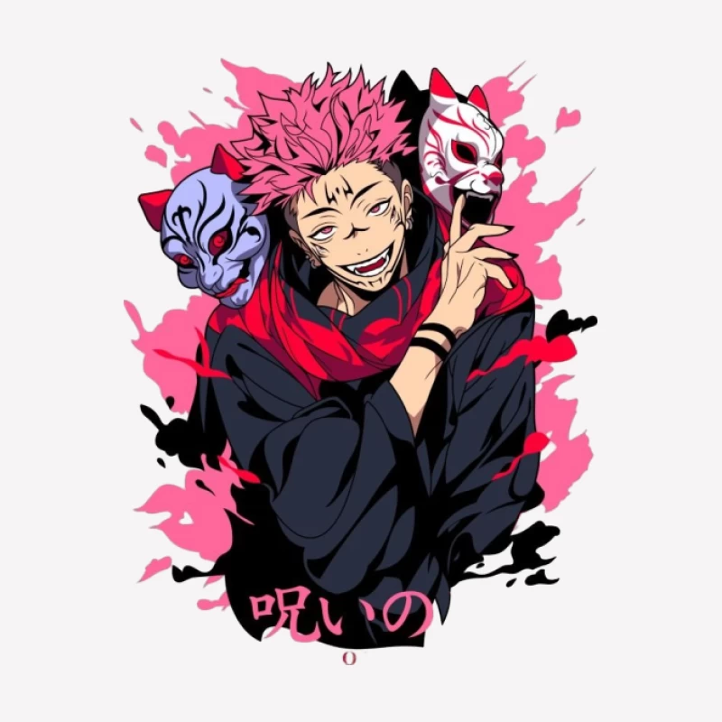 Anime-Charakter mit Masken Herren T-Shirt