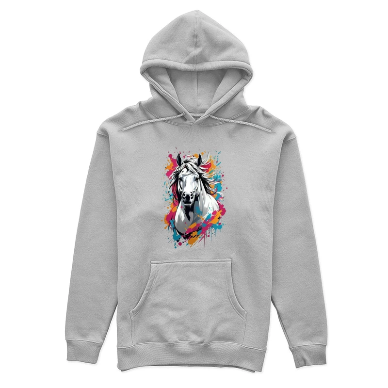 Colorful Digital Art of a Horse Female Pullover Hoodie