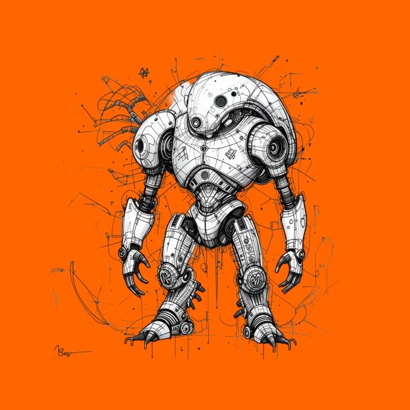 Futuristic Mechanical Robot Illustration Mouse Pad