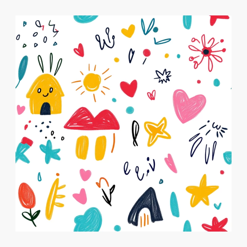 Whimsical Colorful Doodles with Hearts and Flowers Pin