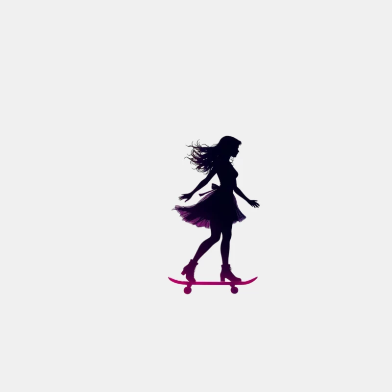 Graceful Feminine Skateboarding Silhouette in Purple Male Tank Top