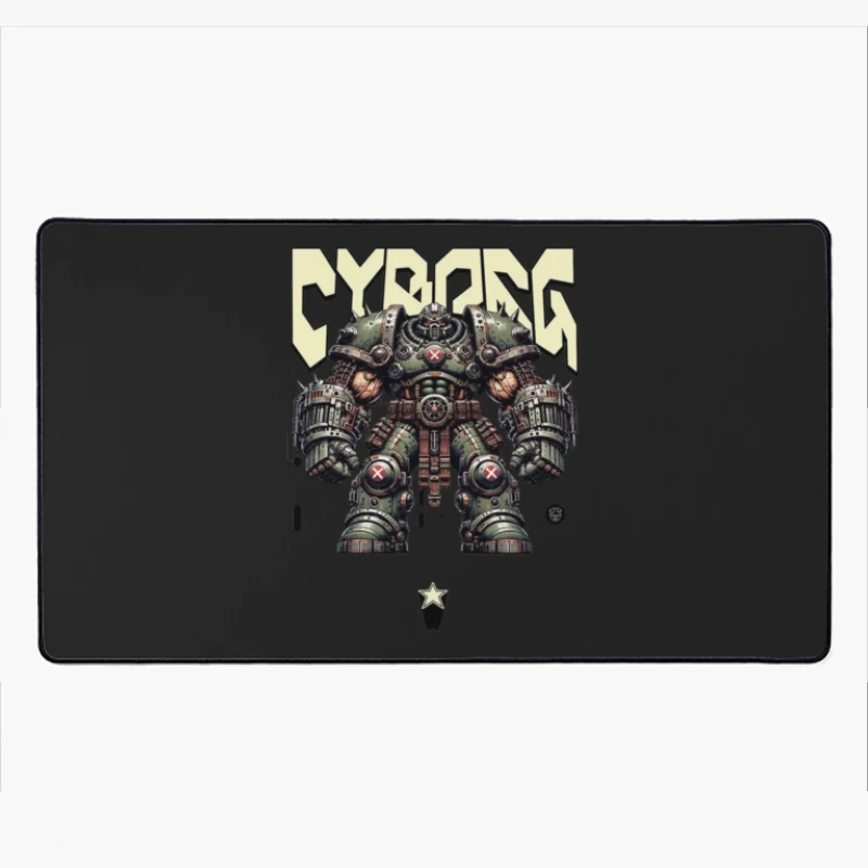 Heavy Combat Cyborg Mech Armor Illustration Desk Mat