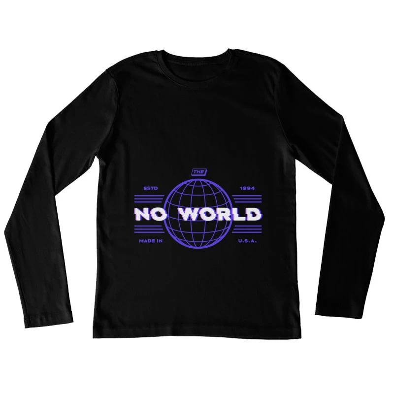 No World Globus Design Damen Langarm T-Shirt
