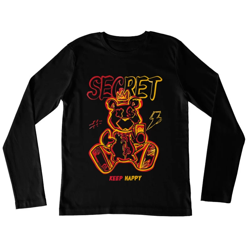 Geheimer Bärenkönig Pop-Art Damen Langarm T-Shirt