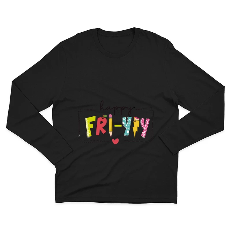 Fröhlicher Freitag Design mit Symbolen Herren Langarm T-Shirt