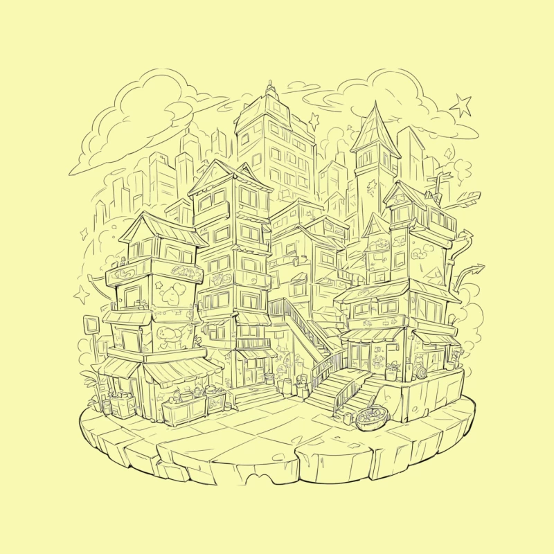 Fantasy Cityscape Illustration Mouse Pad