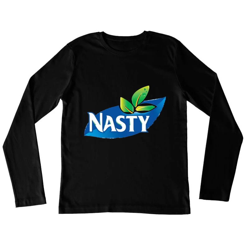 Nasty Brand Logo with Blue Banner and Green Leaf Emblem Female Long Sleeve T-Shirt