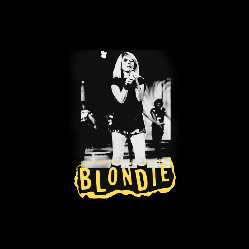 Iconic Blondie Concert Performance in Black and White, 1970s Tapestry