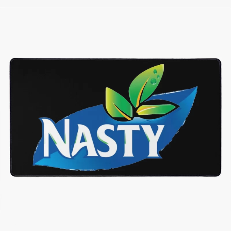 Nasty Brand Logo with Blue Banner and Green Leaf Emblem Desk Mat