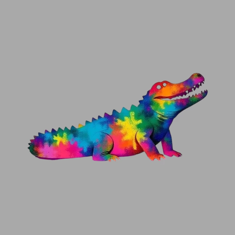 Rainbow Tie-Dye Alligator Illustration Male Pullover Hoodie