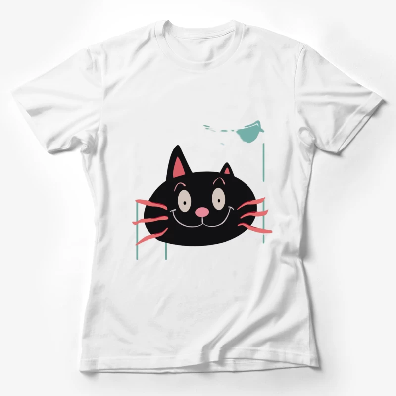Fröhlicher schwarzer Katzengesicht Damen T-Shirt