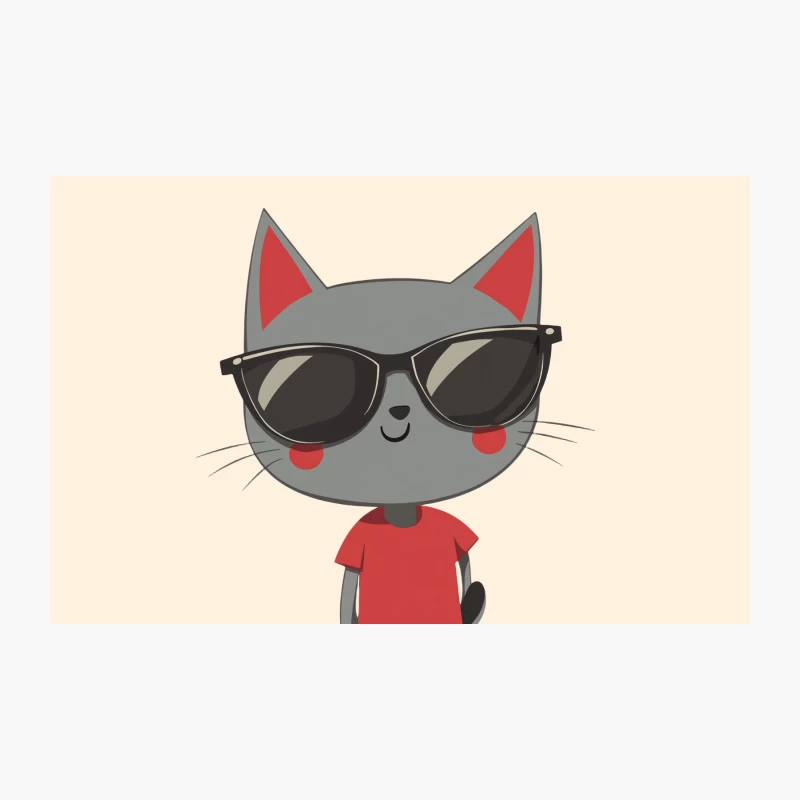 Cool Cartoon Cat in Sunglasses and Red Shirt Travel Mug