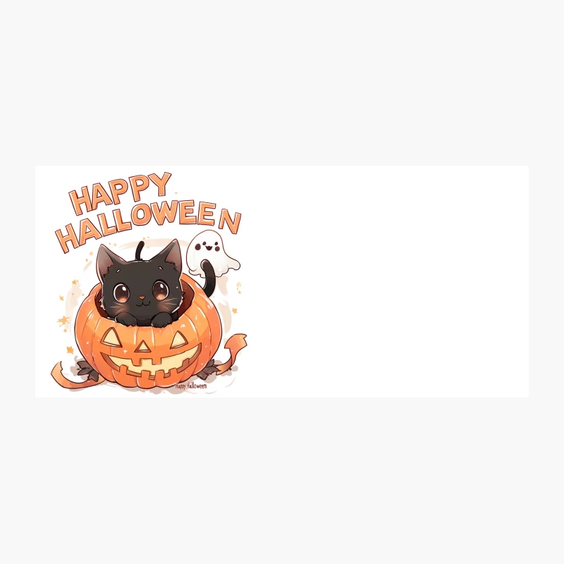 Cute Halloween Cat in Pumpkin with Ghost Coffee Mug
