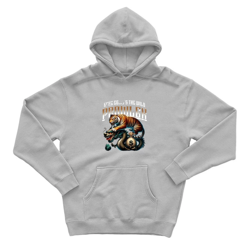 Tiger and Dragon Fighting Over Money: Symbolic Power Artwork Male Pullover Hoodie