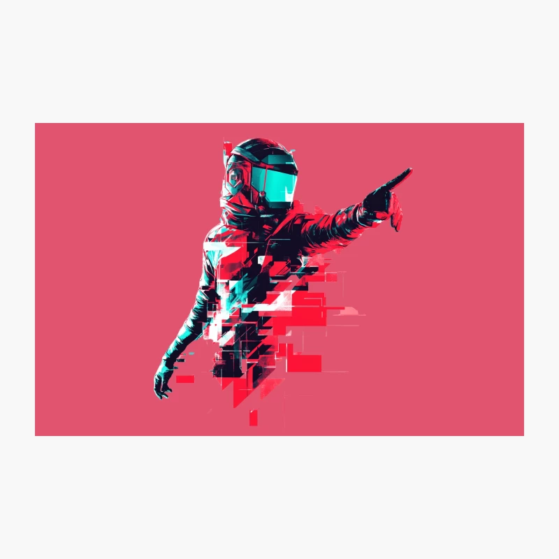 Glitched Astronaut: A Futuristic Digital Art Piece Travel Mug