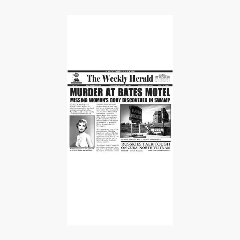Murder at Bates Motel Newspaper iPhone Case