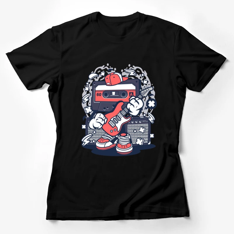 Cassette rétro avec guitare Femme T-Shirt