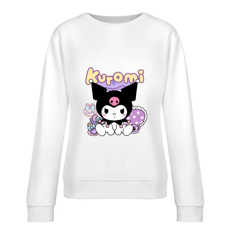 Süßes Kuromi-Design mit Bonbons Damen Pullover Sweatshirt