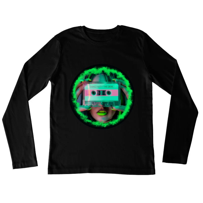 Neon Retro Cassette: Dance with the Devil Female Long Sleeve T-Shirt