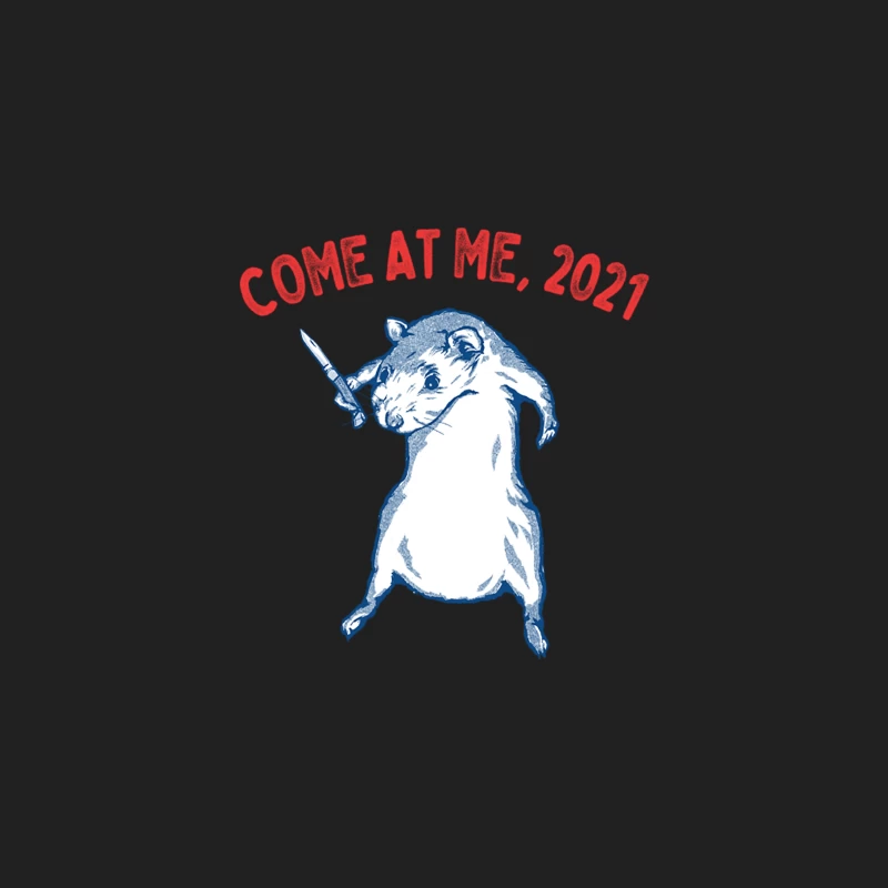 Defiant Cartoon Rat Challenges 2021 with Knife Bucket Hat