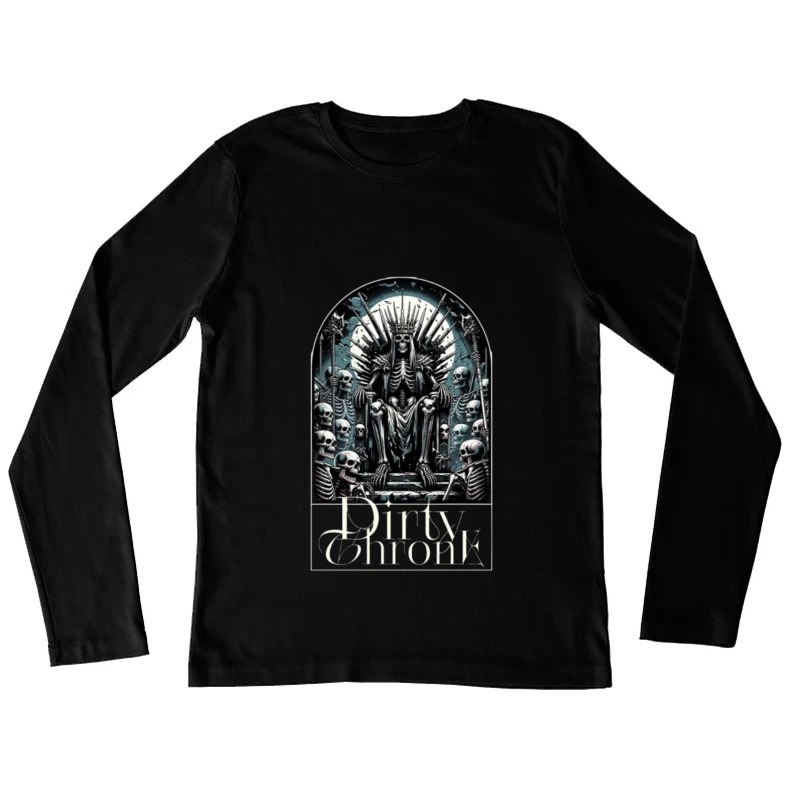 Gothic Skeleton King on Skull Throne Female Long Sleeve T-Shirt