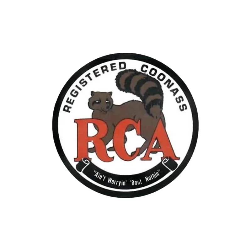 Registered Coonass RCA Logo with Raccoon Mascot and Humorous Slogan Throw Pillow