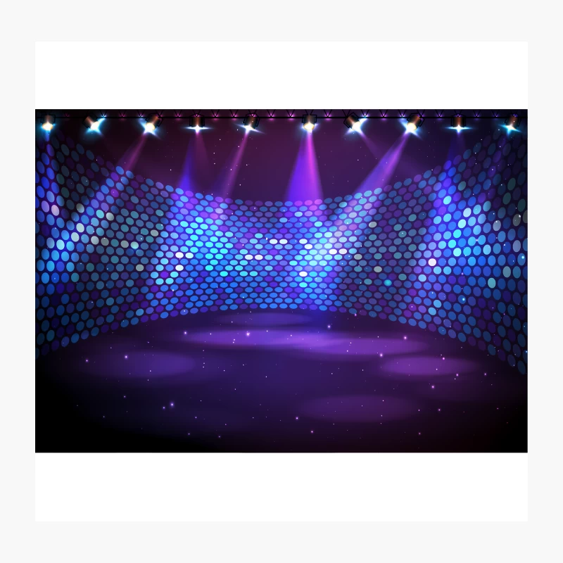 Illuminated Stage with Disco Lights for Nightclub Performance Throw Pillow