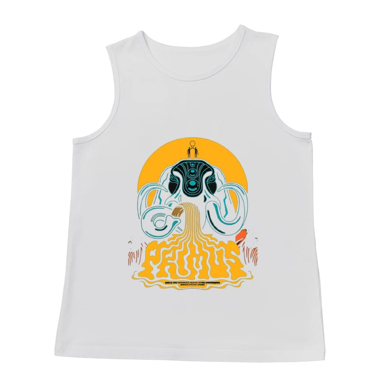 Psychedelic Primus Concert Poster with Elephant Motif Male Tank Top