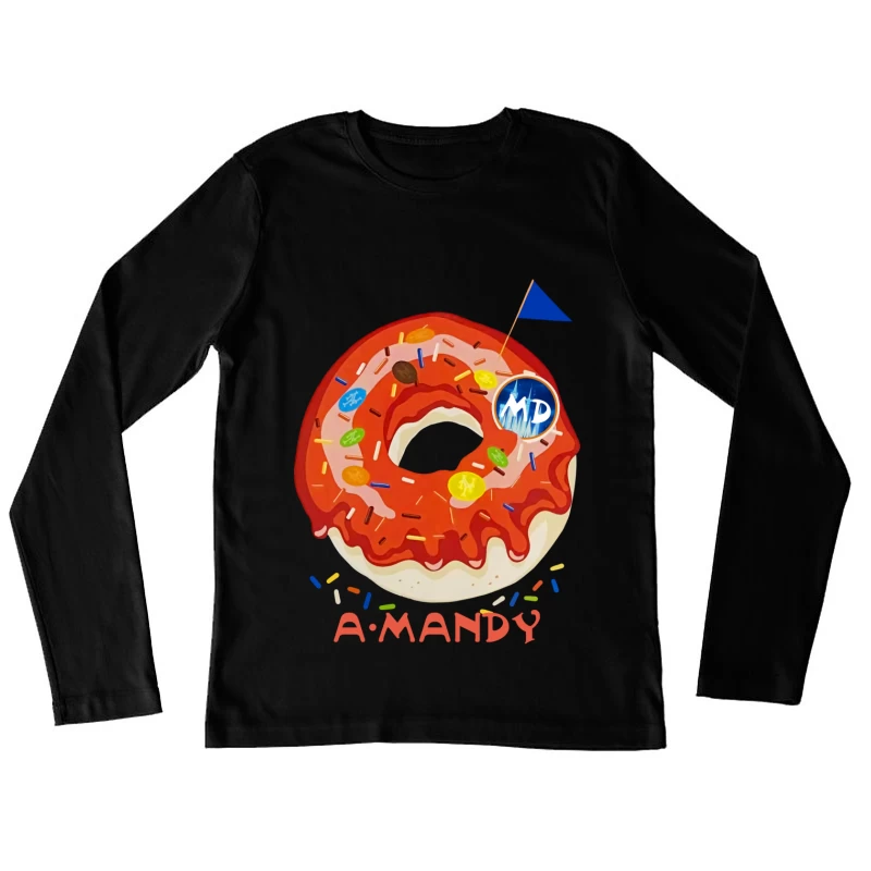 Kreatives Donut-Design mit Farben und Logo Damen Langarm T-Shirt