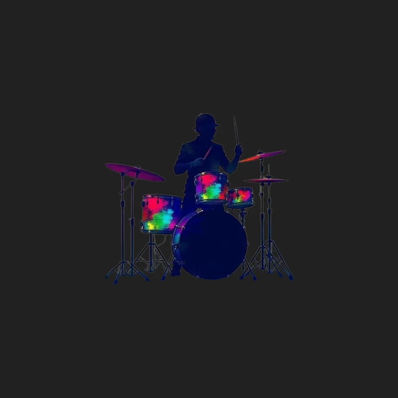 Colorful Silhouette of a Drummer Bucket Hat