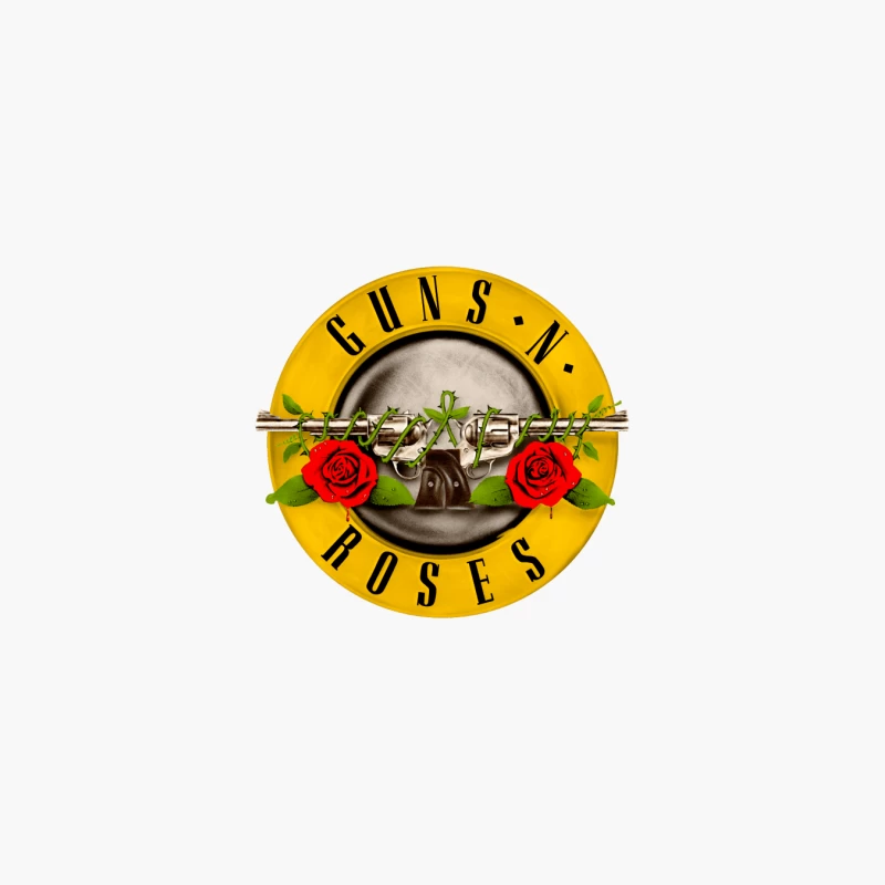 Guns N' Roses Classic Rock Band Logo with Pistols and Roses Cotton Tote Bag