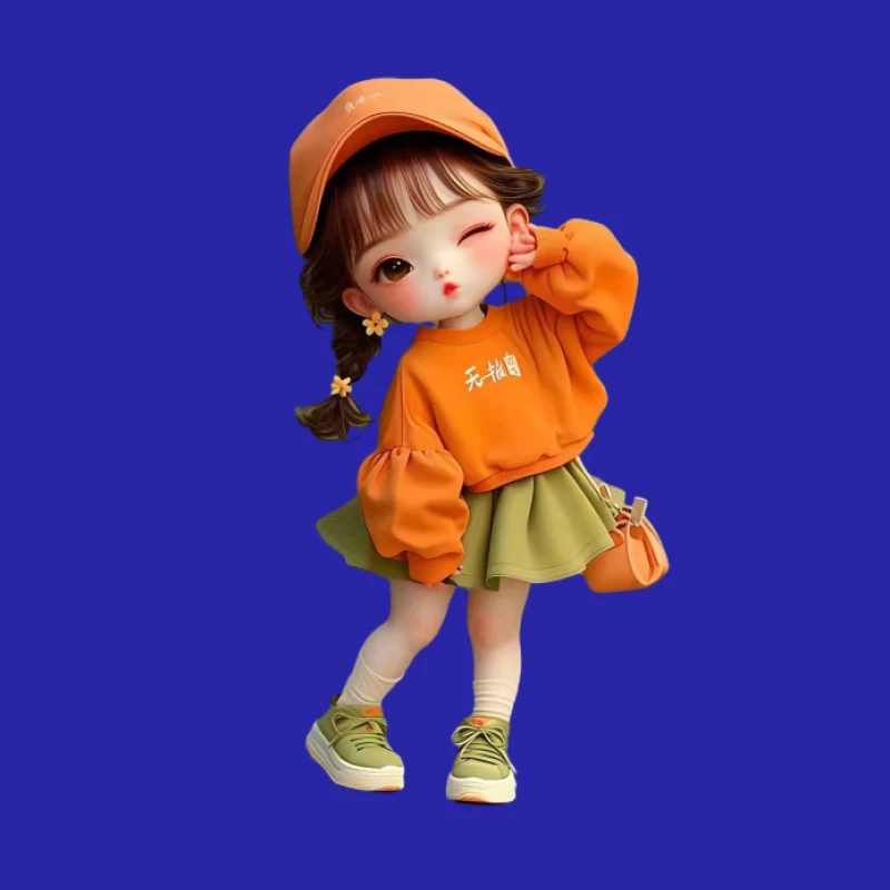Niedliches Mädchen in Orange mit Accessoires Herren Tanktops