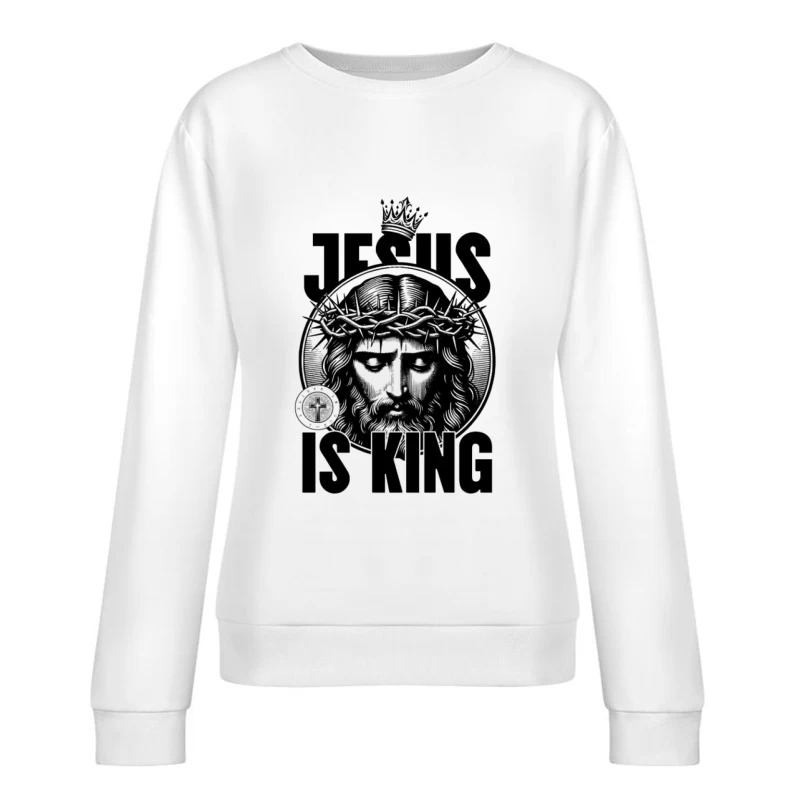 Jésus est Roi, Couronne d'épines, Art religieux Femme Sweat-shirt à enfiler
