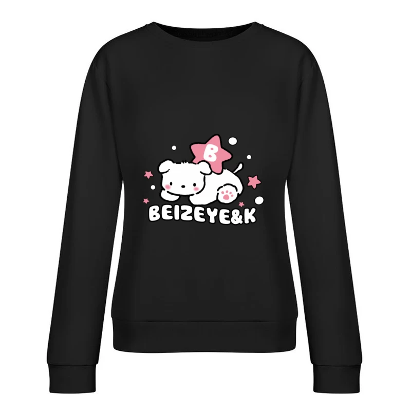 Niedlicher Welpe mit rosa Stern Damen Pullover Sweatshirt