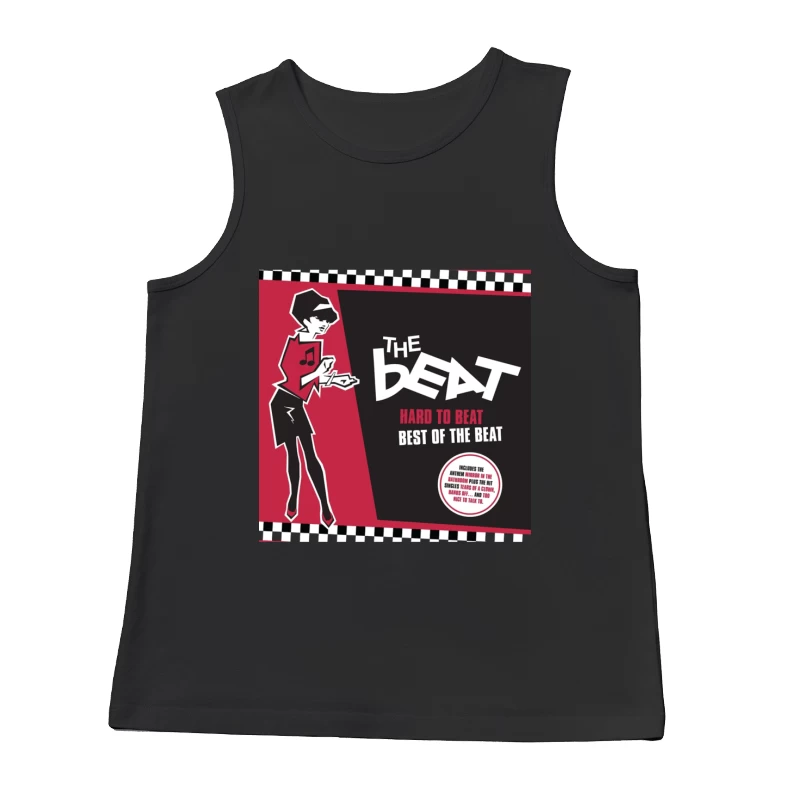 "Hard to Beat: Best of The Beat" Ska Music Album Cover with Red and Black Design Male Tank Top